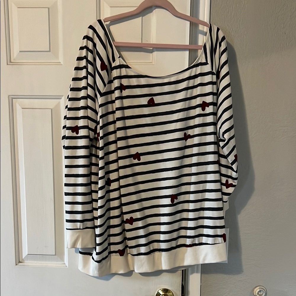 Striped Top with Heart Accents